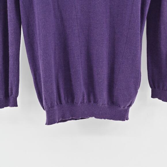 NINA RICCI Sweater Womens Size M Cashmere Blend Purple VNeck‎ Knit Cardigan - Picture 6 of 14